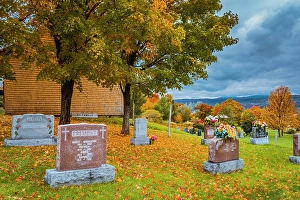 Cemetary Prints: Cemetary and autumn colors on L'Ile-d'Orleans