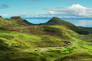 Images Dated 11th August 2022: Cemetery amongst hills of Quiraing, Trotternish, Isle of Skye, Scottish Highlands, Scotland, UK