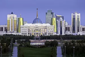 Images Dated 19th March 2015: Central Asia, Kazakhstan, Astana, City Skyline and Ak Orda Presidential Palace of