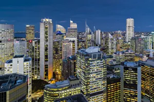 Sydney Prints: Central business district at dusk, Sydney, New South Wales, Australia