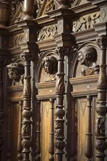 Pyrenees Prints: Central Choir carved exterior, St Bertrand De Comminges, Haute-Garonne, Midi-Pyrenees