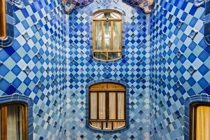 Central Prints: Central light well inside Casa Batllo, Barcelona, Catalonia, Spain