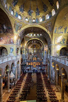 Nave Prints: Central nave adorned with gold-ground mosaics
