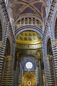 Catholicism Prints: Central nave of Duomo di Siena (Siena Cathedral) interior, Siena, Tuscany, Italy, Europe