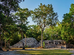 State Of Campeche Prints: Central Plaza, Chicanna Archaeological Site, Campeche State, Mexico