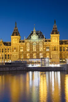 Central Station at dusk, Amsterdam, Netherlands