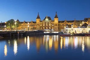 Central Station Prints: Central Station at dusk, Amsterdam, Netherlands