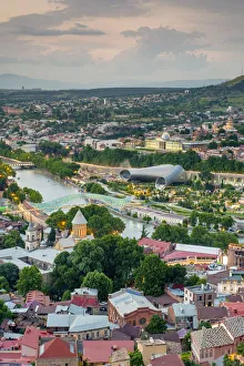 Central Tbilisi, buildings along the Kura (Mtkvari) river, Tbilisi (Tiflis), Georgia