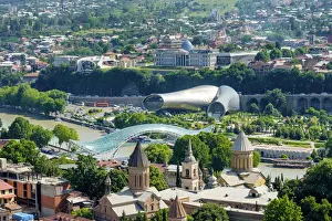 Transcaucasia Prints: Central Tbilisi, Rike Park and Bridge of Peace on the Kura (Mtkvari) River