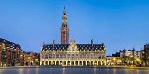 Images Dated 13th March 2016: Centrale Bibliotheek (Central Library) on Monseigneur Laduzeplein at night, Leuven