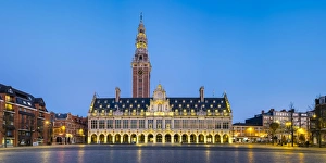 Images Dated 13th March 2016: Centrale Bibliotheek (Central Library) on Monseigneur Laduzeplein at night, Leuven
