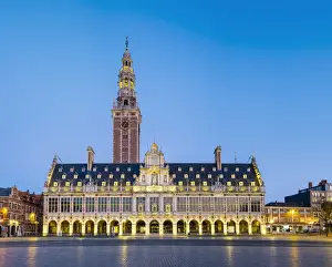 Library Prints: Centrale Bibliotheek (Central Library) on Monseigneur Laduzeplein at night, Leuven