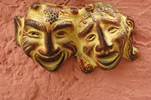 Vertical Prints: Ceramic Face Masks, Rethymnon Old Town, Crete, Greece