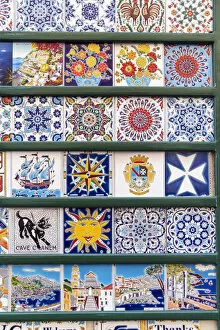 Images Dated 21st September 2020: Ceramic souvenirs displayed outside a shop in Amalfi, Campania, Italy