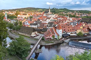 Cesky Krumlov, South Bohemia, Czech Republic, Europe, view of the old town with