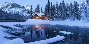 Chalet Reflections at Twilight, Emerald Lake, Yoho National Park, British Columbia