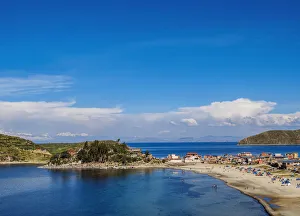 Isla Del Sol Prints: Challa Pampa Village, elevated view, Island of the Sun, Titicaca Lake, La Paz Department