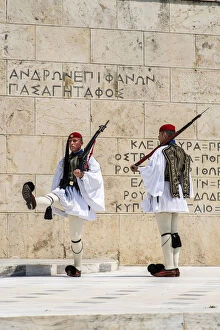 Changing of the Guard in front of the Greek Parliament building, Athens, Attica, Greece