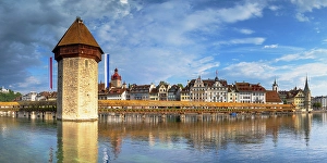 Lucerne Prints: Chapel Bridge and Reuss River, Lucerne, Switzerland