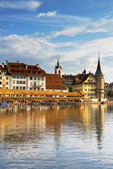 Lucerne Prints: Chapel Bridge and Reuss River, Lucerne, Switzerland