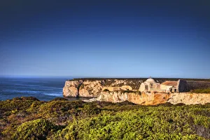 Costa Vicentina Prints: Chapel on the cliffs near Cabo de Sao Vicente, Costa Vicentina, Algarve, Portugal