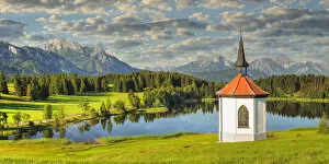 Romantic Road Collection: Chapel at Hergratsrieder See Lake, Allgau, Swabia, Bavaria, Germany