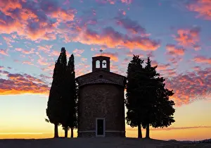 Cloud Prints: The Chapel of Madonna di Vitaleta at sunset