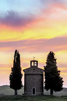 Cloud Prints: The Chapel of Madonna di Vitaleta at sunset