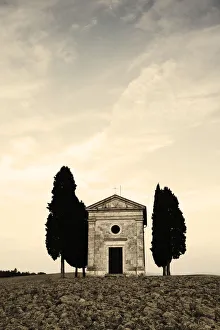 Tuscany Prints: Chapel Madonna di Vitaleta, Val d Orcia, Tuscany, Italy
