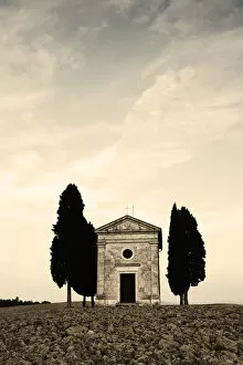 Chapel Madonna di Vitaleta, Val d Orcia, Tuscany, Italy