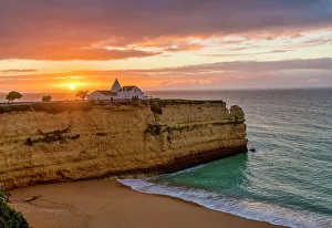 Chapel Nossa Senhora da Rocha at Sunrise, Lagoa, Algarve, Portugal