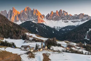 Odle Prints: The chapel of Santa Magdalena in Val di Funes. Dolomites, Italy