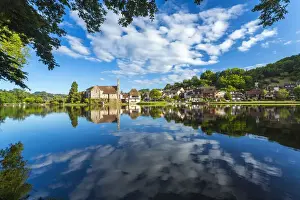 Limousin Prints: Chapelle des Penitente, Dordogne & houses in the town of Beulieu sur-Dordogne, Correze