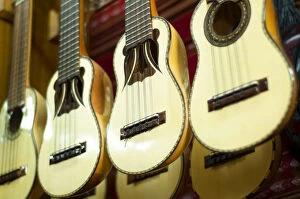 Images Dated 10th December 2012: Charangos For Sale, Bolivian Guitar, Guitar Shop, La Paz, Bolivia