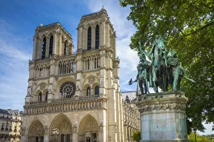 Images Dated 26th May 2017: Charlemagne Statue, Notre Dame Cathedral, Paris, France