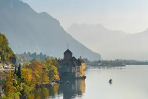 Vaud Prints: Chateau de Chillon, Dents du Midi & Lake Geneva (Lac Leman), Vaud, Switzerland