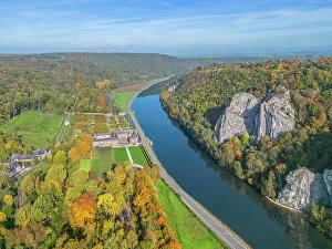Images Dated 20th January 2023: Chateau de Freyr with river Maas near Dinant, Ardennes, Wallonia, Province Namur, Belgium