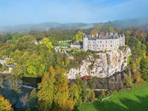 Chateau de Walzin at river Lesse near Dinant, Ardennes, Wallonia, Province Namur, Belgium