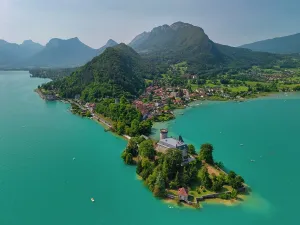 Lake Annecy Prints: Chateauvieux Castle, (Duingt Castle) along Lake Annecy, Duingt, Haute-Savoie, France