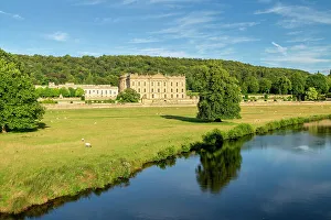 River Derwent Prints: Chatsworth House along River Derwent, Peak District National Park, Derbyshire, England
