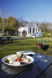 Cheese platter and wine at Blaauwklippen Wine Estate, Stellenbosch, Western Cape