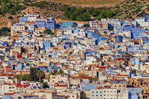 Chaouen Prints: Chefchaouen from above, the Blue City in Morocco, North Africa
