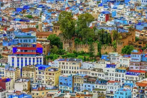 Chefchauoen Prints: Chefchaouen city from a high viewpoint (Spanish Mosque), Chefchaouen, Morocco