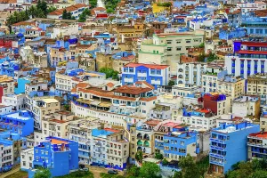 Chefchauoen Prints: Chefchaouen city from a high viewpoint (Spanish Mosque), Chefchaouen, Morocco