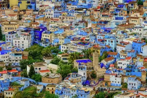 Chefchauoen Prints: Chefchaouen city from a high viewpoint (Spanish Mosque), Chefchaouen, Morocco