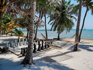 Cayo Ambergris Prints: Chessboard at the waterfront of San Pedro Town, Ambergris Caye, Belize District, Belize