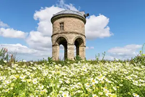 West Midlands Prints: Chesterton Windmill, a 17th century cylindric stone tower windmill with an arched base
