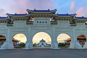 Taipei Prints: Chiang Kai Shek Memorial Hall and Liberty Square Arch at sunrise, Taipei, Taiwan