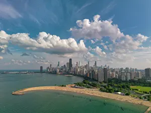 Mid West Prints: Chicago Skyline from North Avenue Beach Pier, Chicago, Illinois, USA