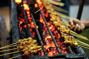 Chicken Satay Stall, Night Market, Pulau Langkawi, Kedah, Malaysia, Asia